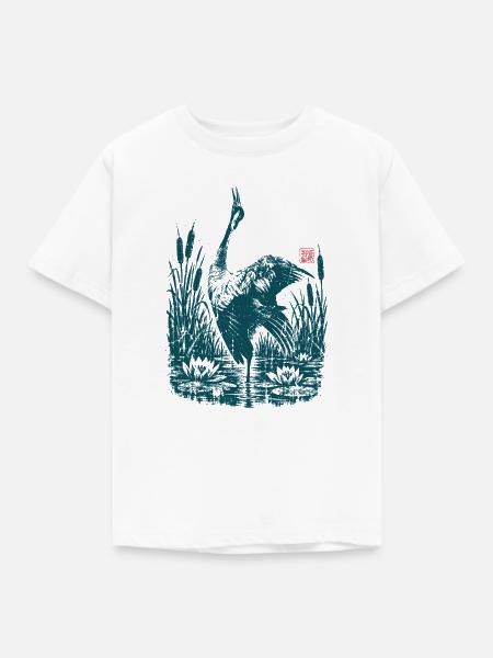 Graureiher am Teich - Kinder T-Shirt - Weiß