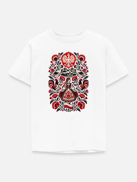 Polen | Störche, Tracht & Volkskunst - Kinder T-Shirt - Weiß