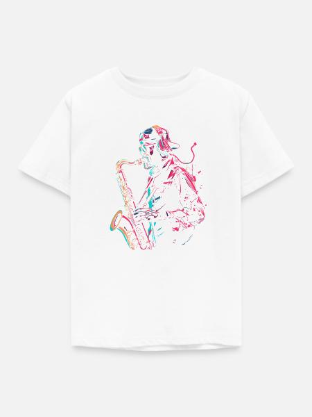 Saxophonist Steampunk - Kinder T-Shirt - Weiß