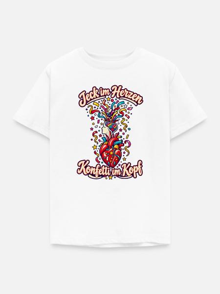 Karneval Jeck Karnevalsfan Konfetti im Kopf - Kinder T-Shirt - Weiß