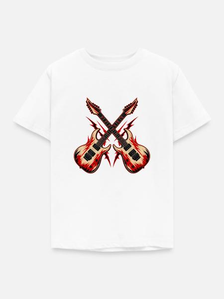 2 Gekreuzte Gitarren - Kinder T-Shirt - Weiß