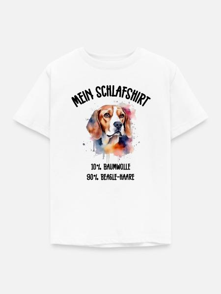 Beagle Porträt Aquarell Schlafshirt - Kinder T-Shirt - Weiß