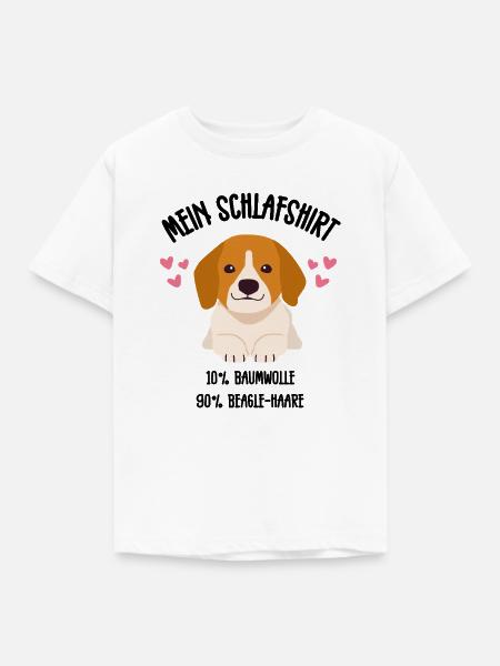 Beagle Comic Welpe Herzen Schlafshirt - Kinder T-Shirt - Weiß