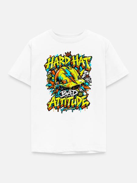 Graffiti Hard Hat Bad Attitude - Kinder T-Shirt - Weiß