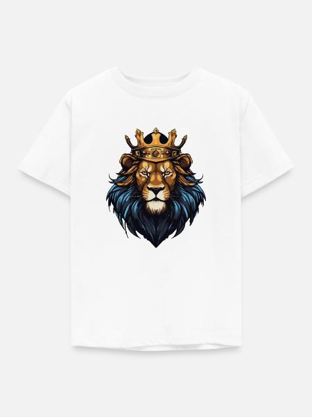 Löwe Kopf mit Krone - Kinder T-Shirt - Weiß