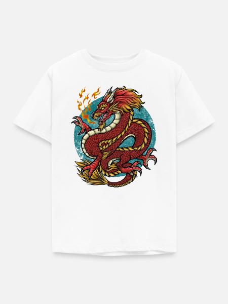 Drache Feuerdrache - Kinder T-Shirt - Weiß