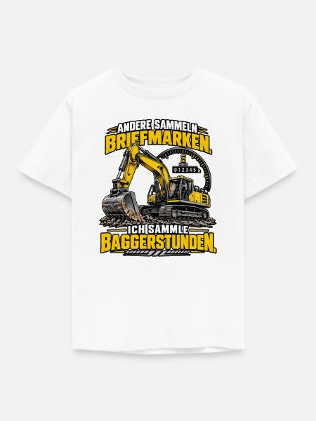Baggerstunden – Lustiger Spruch für Baggerfahrer - Kinder T-Shirt - Weiß