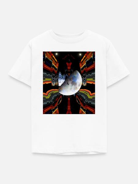 Mond im Neon Muster Design - Kinder T-Shirt - Weiß