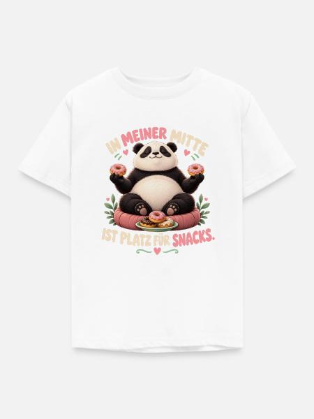 Panda mit Snacks - Kinder T-Shirt - Weiß