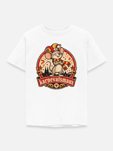 Karnevalsmaus Retro Jubel - Kinder T-Shirt - Weiß