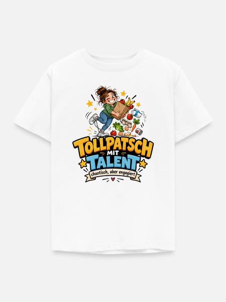 Tollpatsch mit Talent – Gemüseheldin - Kinder T-Shirt - Weiß