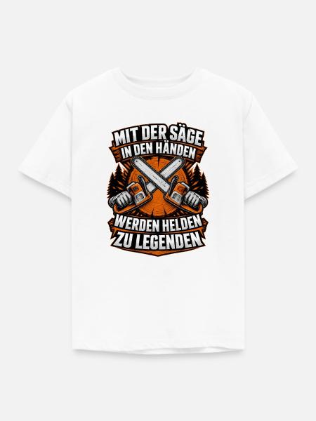 Sägehelden im Wald - Kinder T-Shirt - Weiß