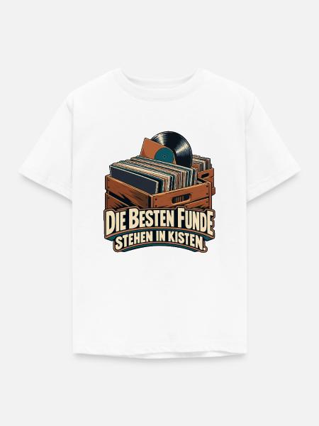 Vinyl Schätze in Holzkiste - Kinder T-Shirt - Weiß