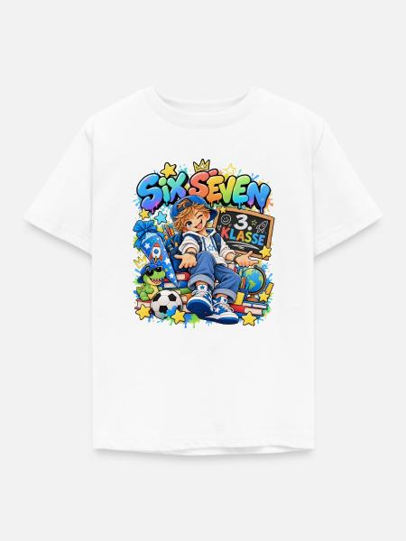 Dritte Klasse Schulfreude Illustration - Kinder T-Shirt - Weiß