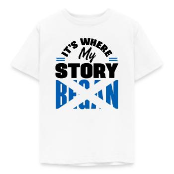 Scottish Scotland Scottish Flag Quote - Kids' T-Shirt - white - Front - AI Model Kid Male (0cm)