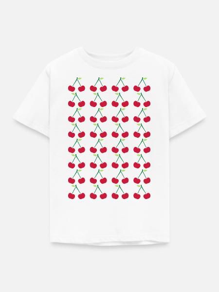Little Cherries Stencil Pattern - Kinder T-Shirt - Weiß