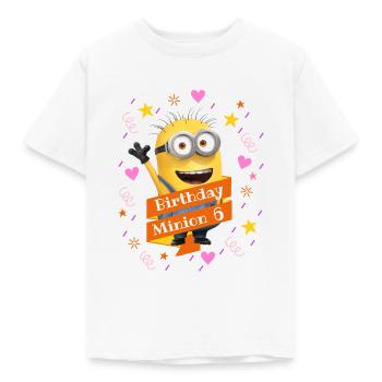 Minions Birthday Minion 6 - Kinder T-Shirt - Weiß - Vorne - AI Model Kid Male (0cm)