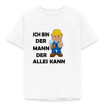 der Mann der alles kann - Kinder T-Shirt - Weiß - Vorne - AI Model Kid Male (0cm)