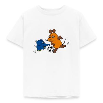 Maus und Elefant spielen Fussball - Kinder T-Shirt - Weiß - Vorne - AI Model Kid Male (0cm)
