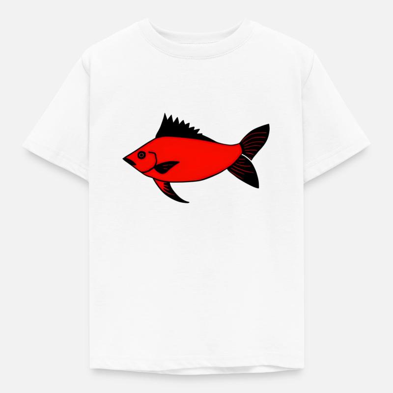 Expressionist Red Drummer Fish (Redfish) - Kids' T-Shirt - white