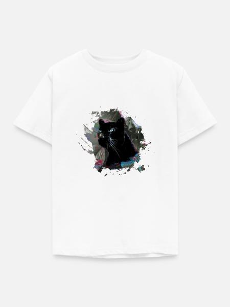 panther,gepard,leopard,schwarz,dschungel,wald - Kinder T-Shirt - Weiß