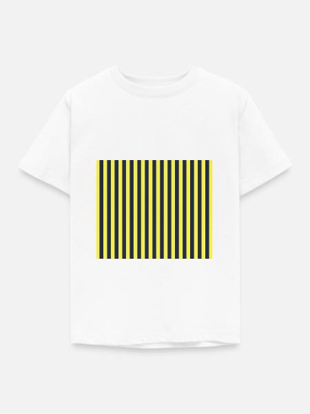 Stripes Navy Gelb - Kinder T-Shirt - Weiß