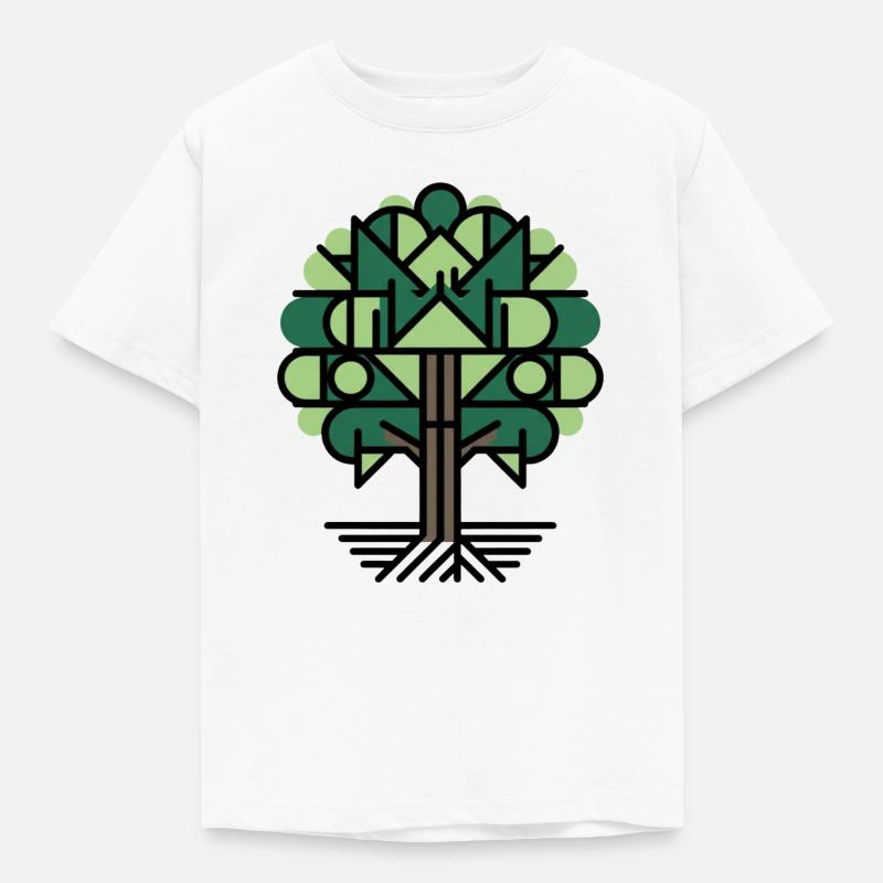 Geometric Tree Pattern Green - Kids' T-Shirt - white