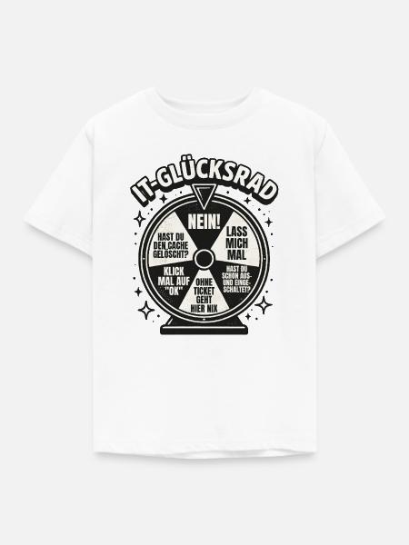 IT-Glücksrad Tech-Wortwitz Runde - Kinder T-Shirt - Weiß