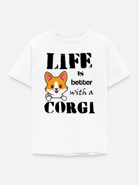 Life_is_better_with_corgi - Kinder T-Shirt - Weiß