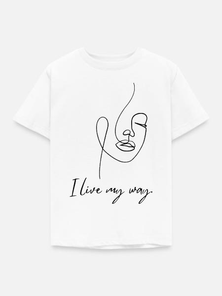 Frauengesicht – Minimalistische Linienkunst - Kinder T-Shirt - Weiß