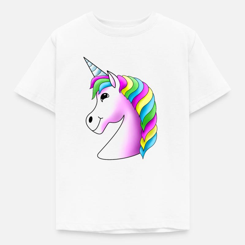 Pinkes Regenbogen-Einhorn - Kinder T-Shirt - Weiß