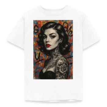 Modern pin up femme Omikly streetart vintage retro - T-shirt Enfant - blanc - Devant - AI Model Kid Male (0cm)