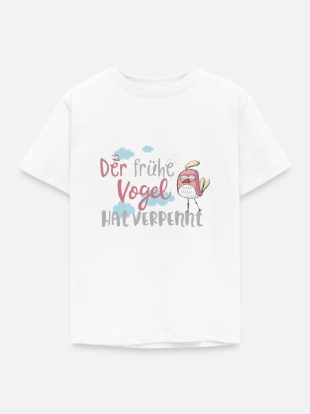 Morgenmuffel: Der frühe Vogel hat verpennt! - Kinder T-Shirt - Weiß