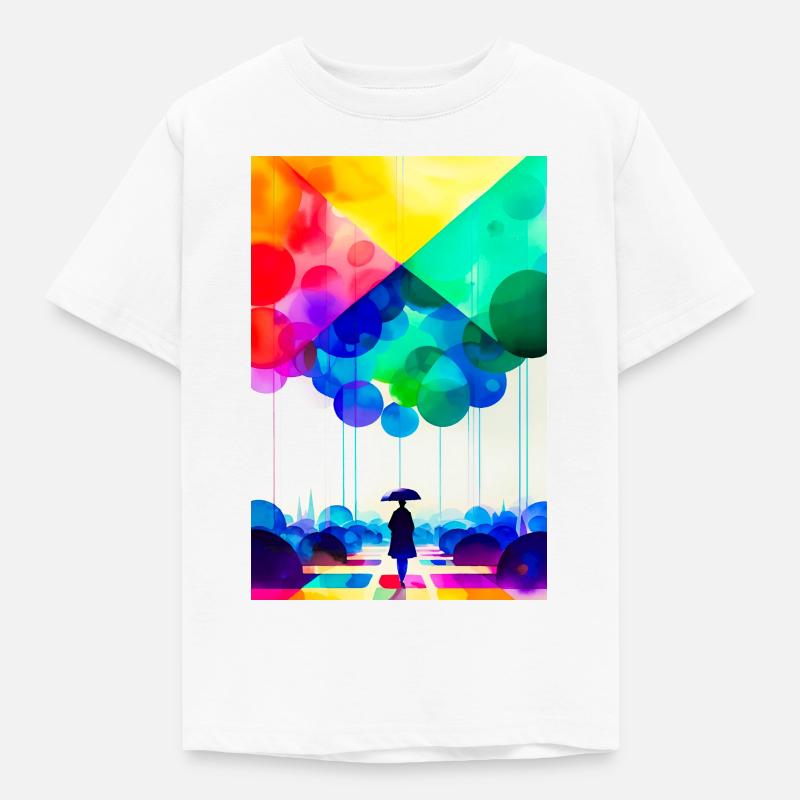 Regenbogen Regen - Kinder T-Shirt - Weiß