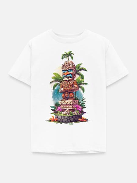 Tiki Statue - Kinder T-Shirt - Weiß