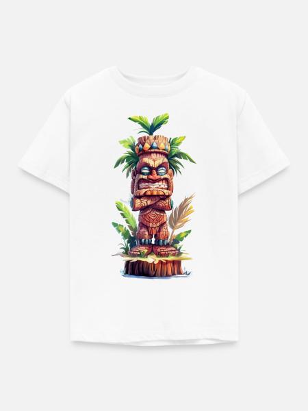Tiki Statue - Kinder T-Shirt - Weiß