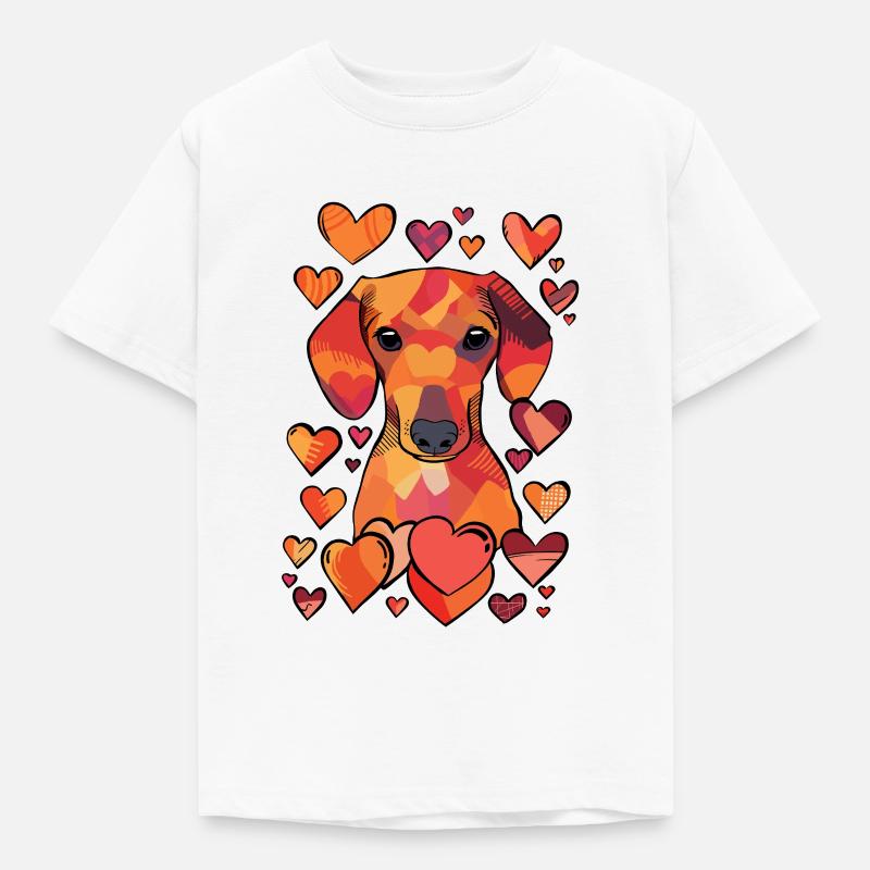 Valentinstag-Dackel - Kinder T-Shirt - Weiß