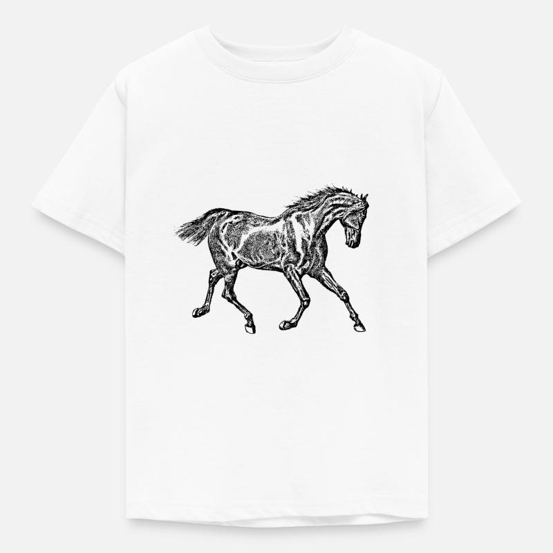 Pferd schwarz - Kinder T-Shirt - Weiß