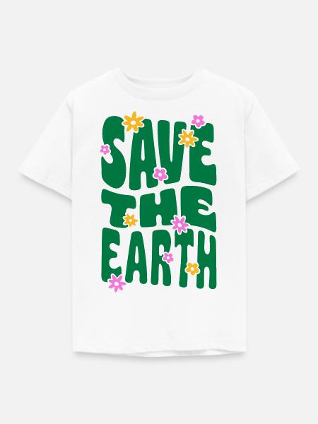 SAVE THE EARTH - Kinder T-Shirt - Weiß
