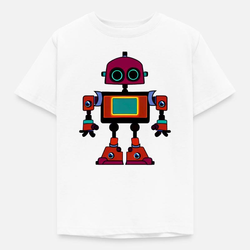 Farverig retro robot - Børne-T-shirt - hvid