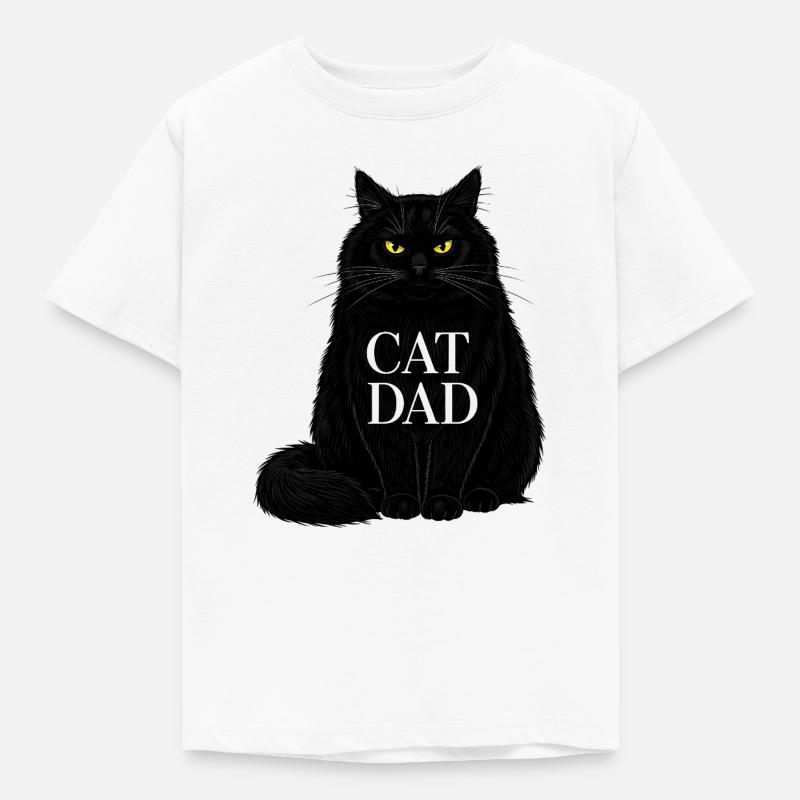 Cat Dad - Schwarze Katze Illustration Design - Kinder T-Shirt - Weiß