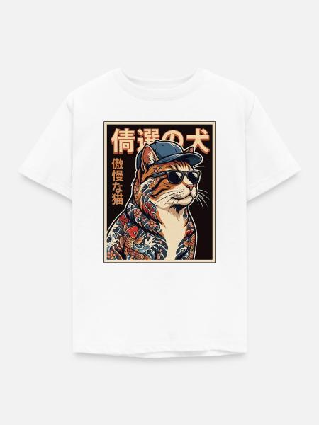 Katze Tokio - Kinder T-Shirt - Weiß