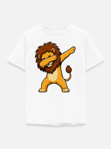 Dabender Löwe Cartoon - Kinder T-Shirt - Weiß