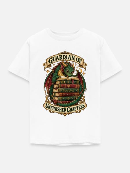 RobVibe Bücherdrache der unvollendeten Kapitel - Kinder T-Shirt - Weiß