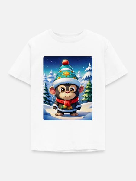 Anime Winterlandschaft Gorilla 1.2 - Kinder T-Shirt - Weiß