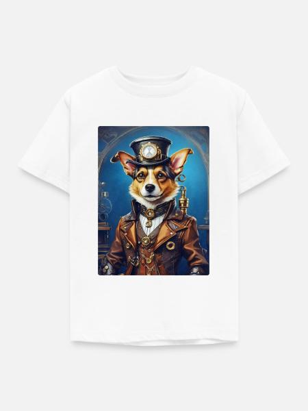 Steampunk Hund 1.20 - Kinder T-Shirt - Weiß