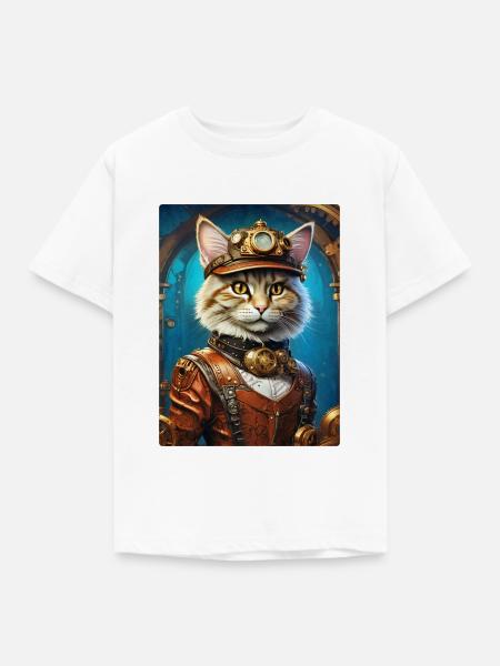 Steampunk Katze 1.16 - Kinder T-Shirt - Weiß
