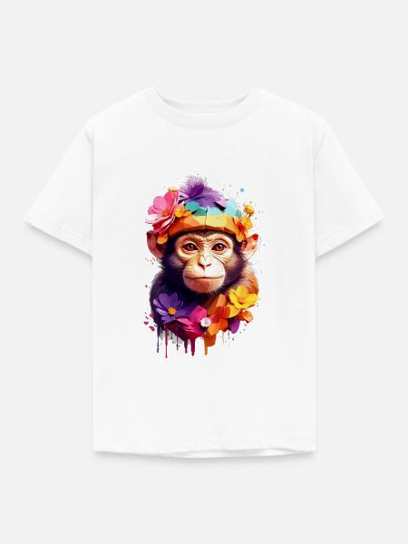 Affe Monkey V1 24 20 - Kinder T-Shirt - Weiß