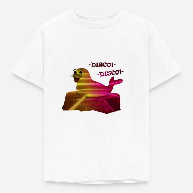 Disko Retro Seehund - Kinder T-Shirt - Weiß