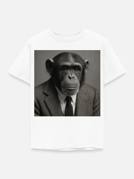 Elegante Affe im Anzug - Kinder T-Shirt - Weiß